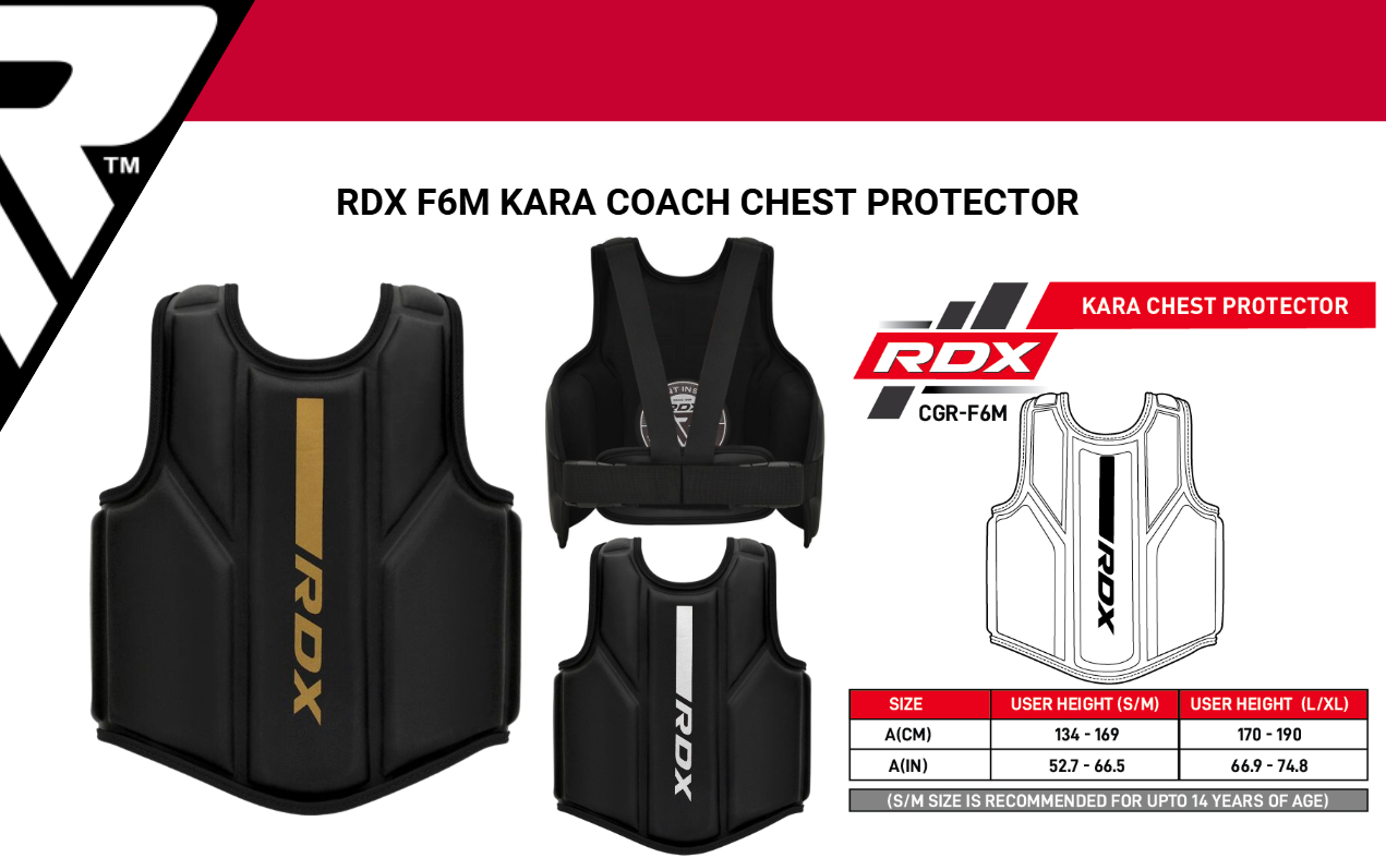 Protector de Pecho RDX F6M Kara CGR-F6M  Dorado  Cuero Kalix Skin  MMA, Boxeo y Artes Marciales
