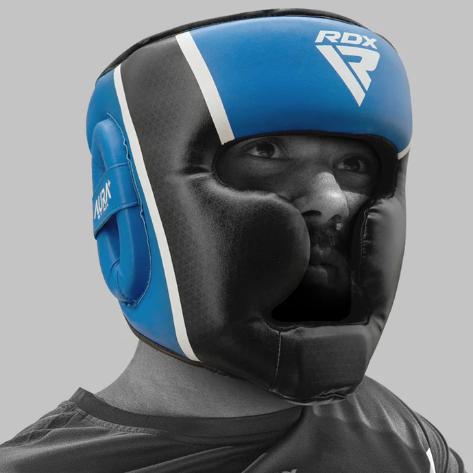 Careta RDX T17 Aura HGR-T17F  Protección Facial Completa Dorado y Azul  MMA y Boxeo
