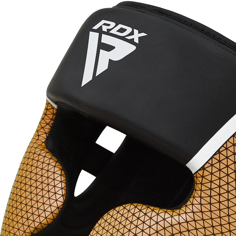 Careta RDX T17 Aura HGR-T17F  Protección Facial Completa Dorado y Azul  MMA y Boxeo