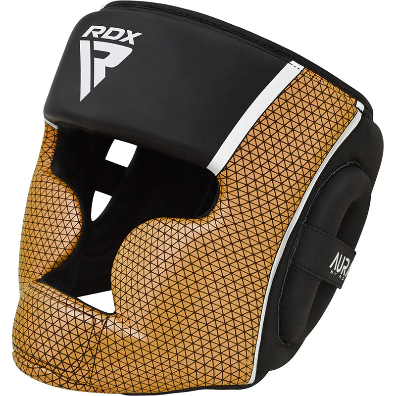 Careta RDX T17 Aura HGR-T17F  Protección Facial Completa Dorado y Azul  MMA y Boxeo