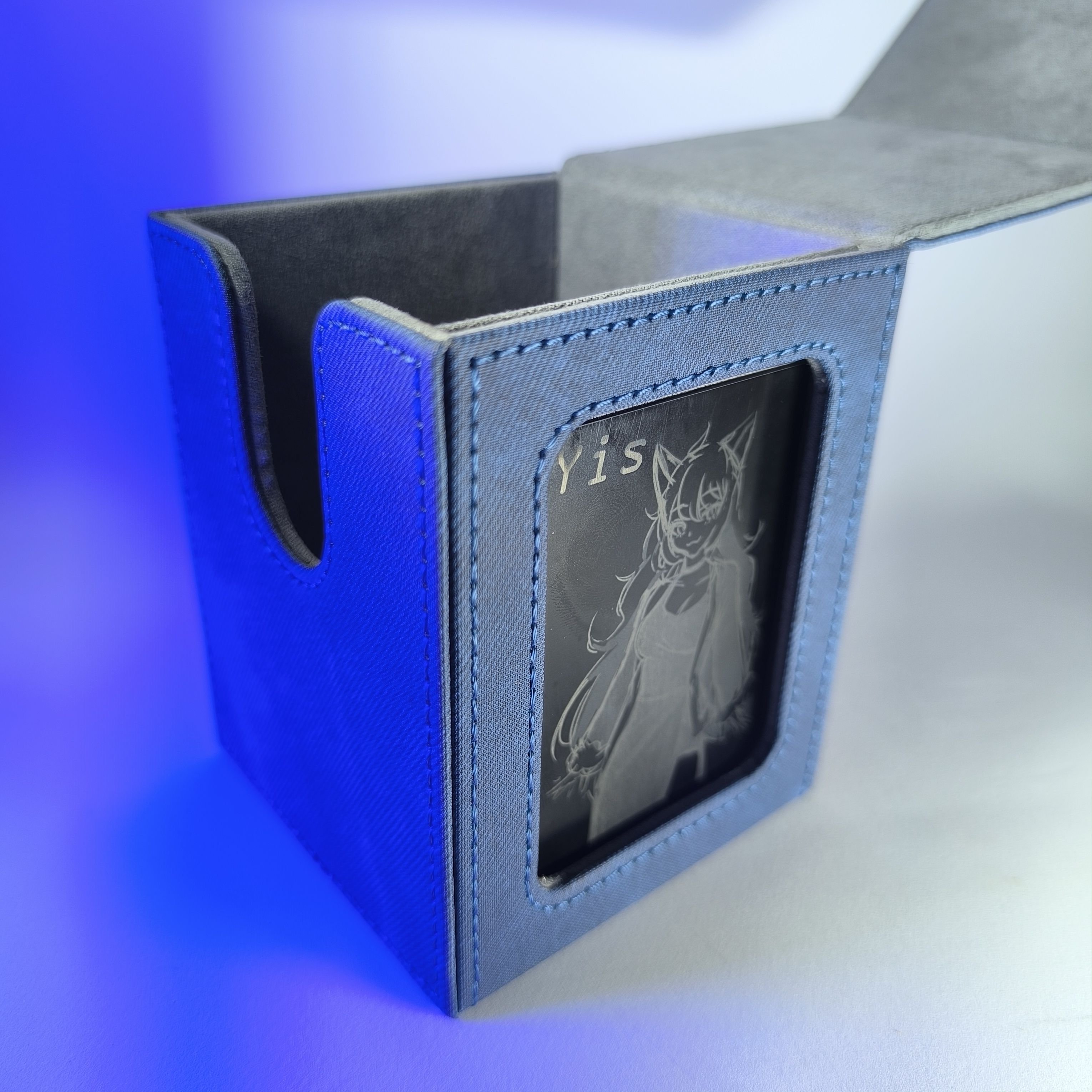 Deckbox con exhibidor de tarjeta Gris/Azul