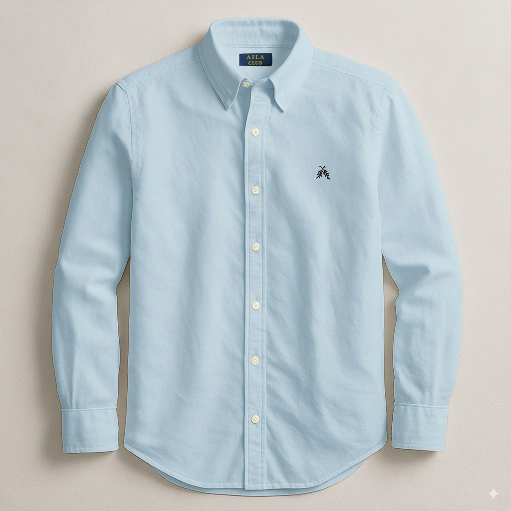 Camisa clásica de lino celeste