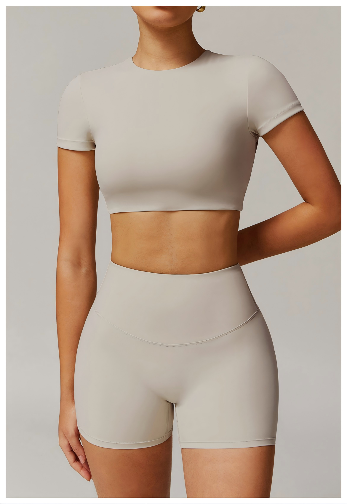 Quick - Dry Cutout Back Yoga Short - Sleeve Top