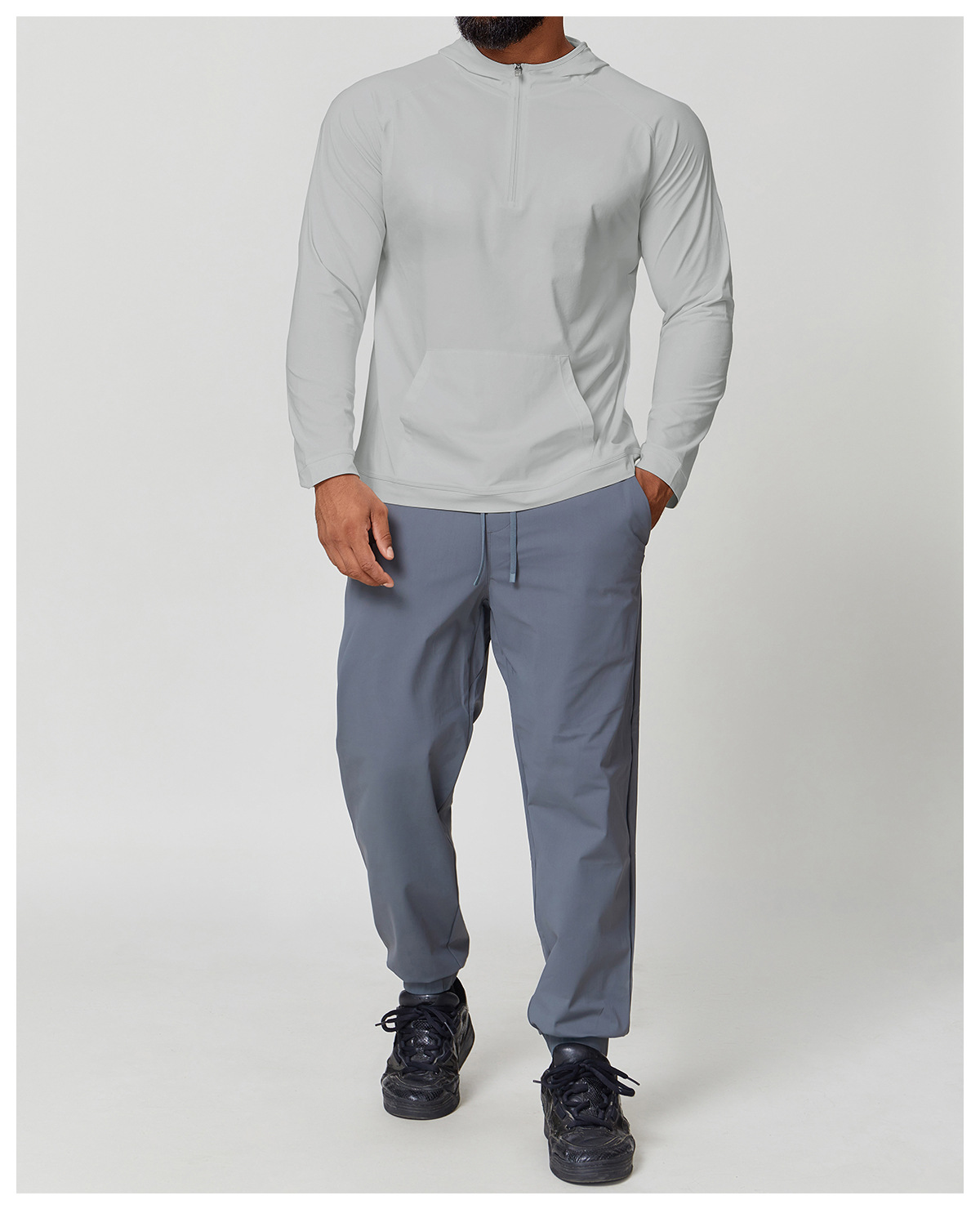 Men's Sports & Fitness Hooded Sun - Protective 7A Antibacterial Cool - Touch Quick - Dry Long - Sleeve Tee