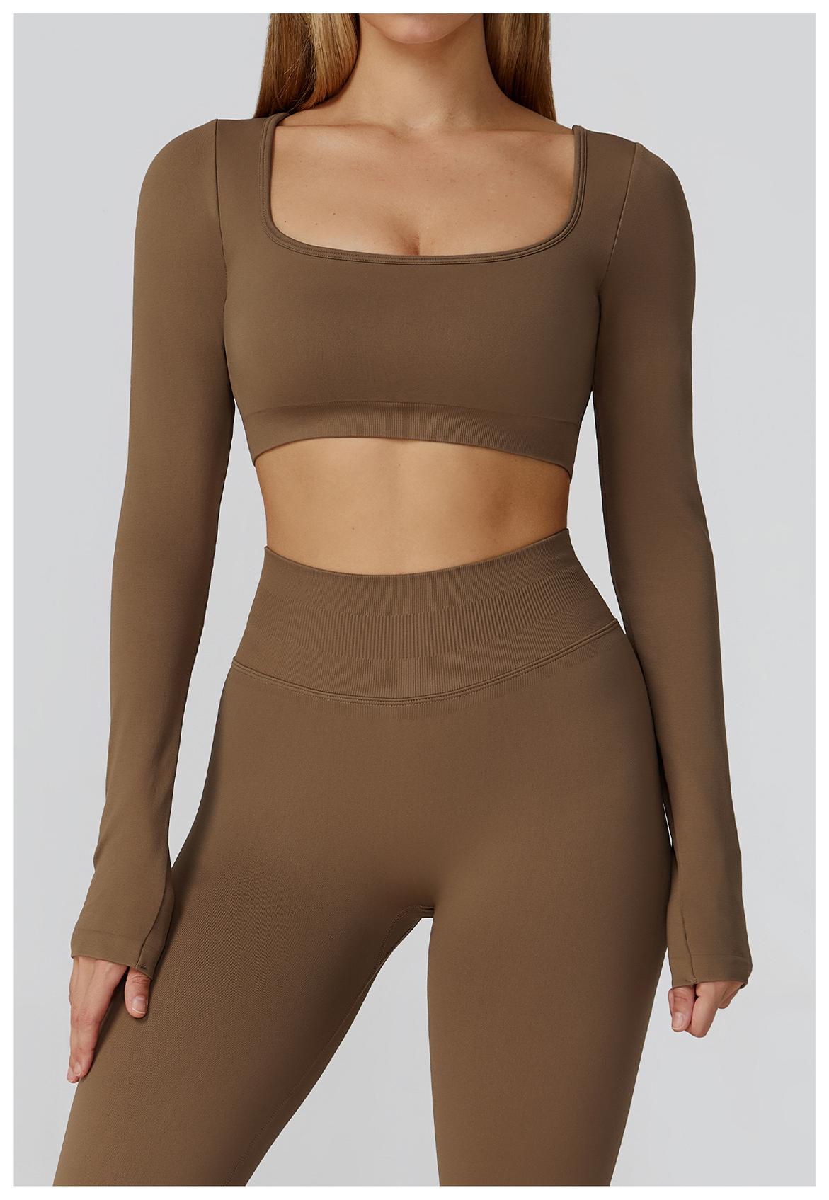 Slim Seamless Cutout Back Yoga Long - Sleeve Top