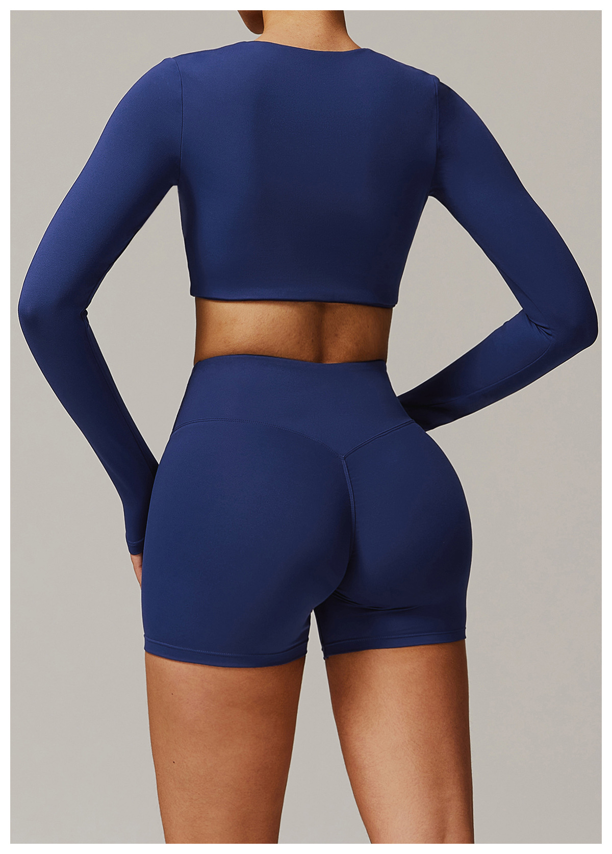 Fitted Quick - Dry V - Neck Yoga Long - Sleeve Top