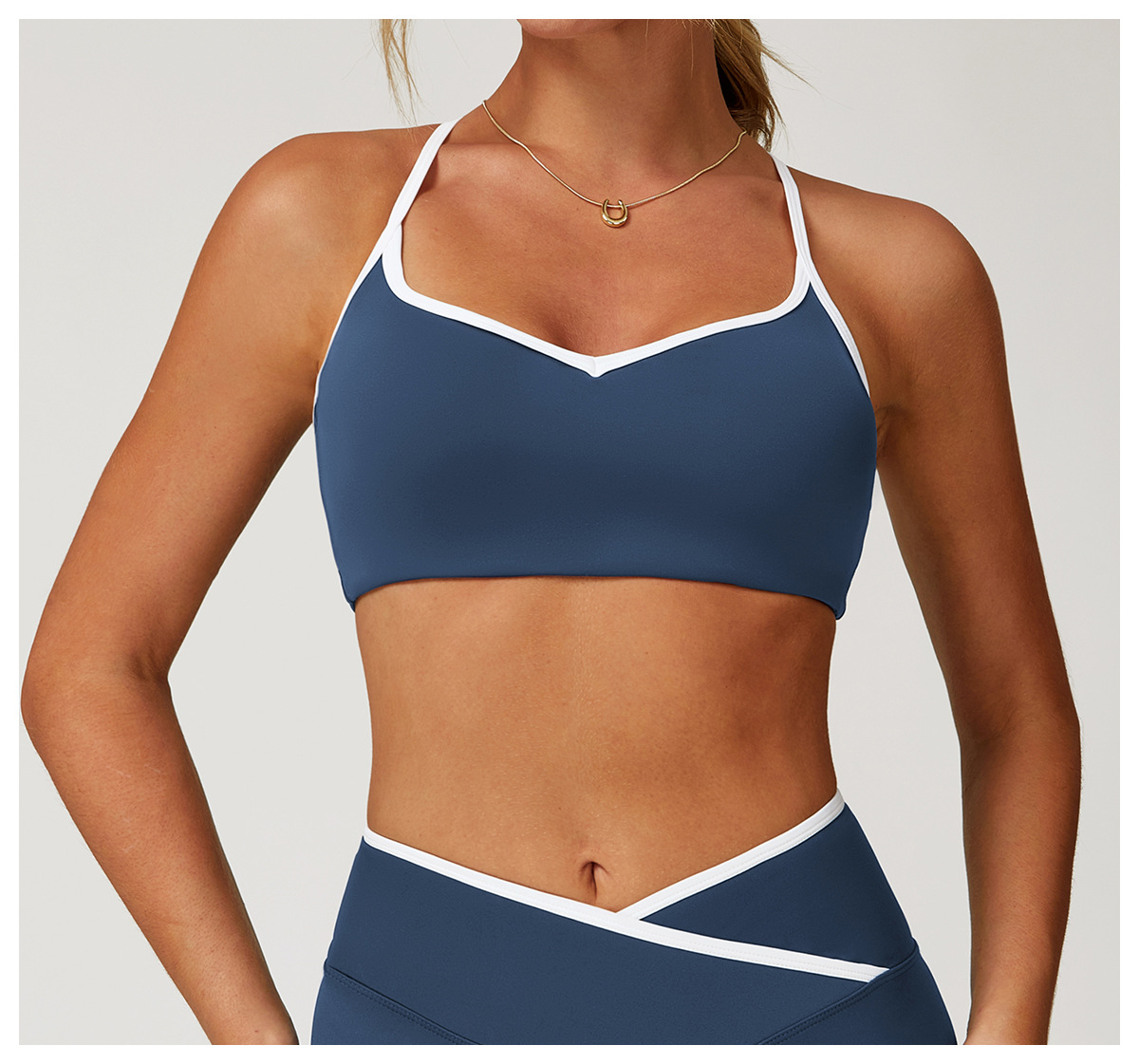 Cut - Out Back Contrast - Trim Yoga Bra