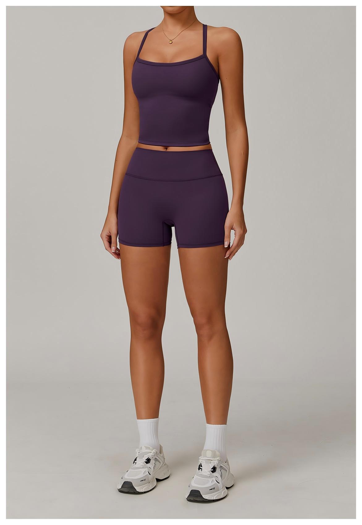 Criss - Cross Back Yoga Tank Top and Shorts Set