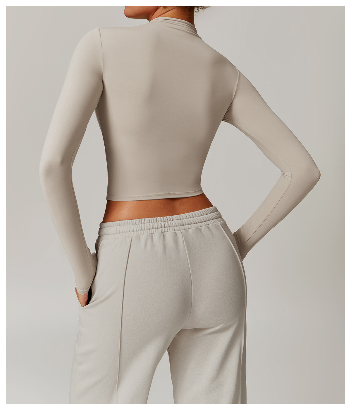 High - Neck Long - Sleeve Fitness Top