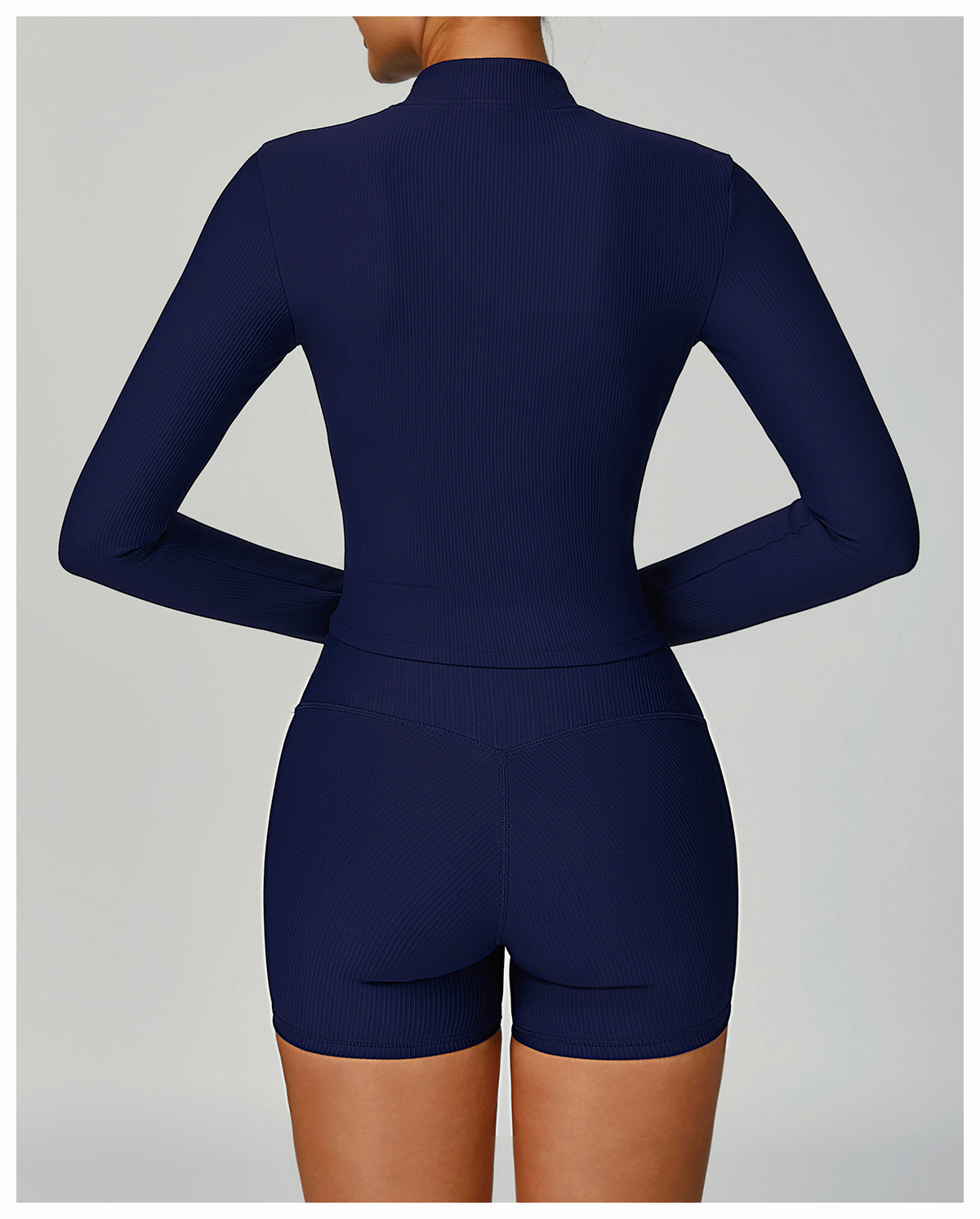 Ribbed Stand - Collar Yoga Jacket
