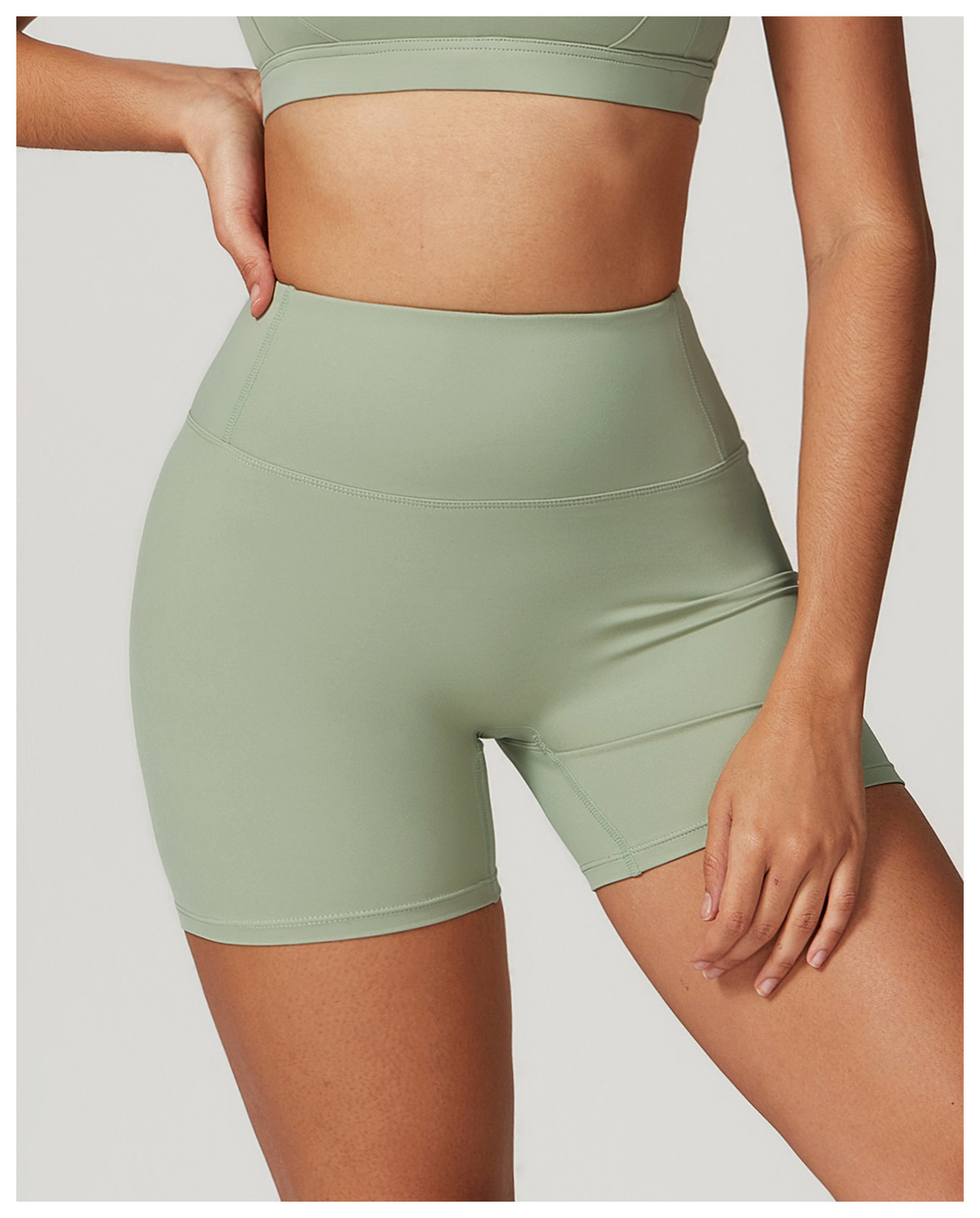 High-Waisted White Yoga Shorts