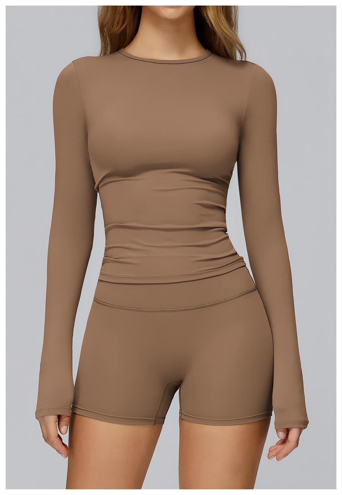 Long - Sleeve Yoga Top and Shorts Set