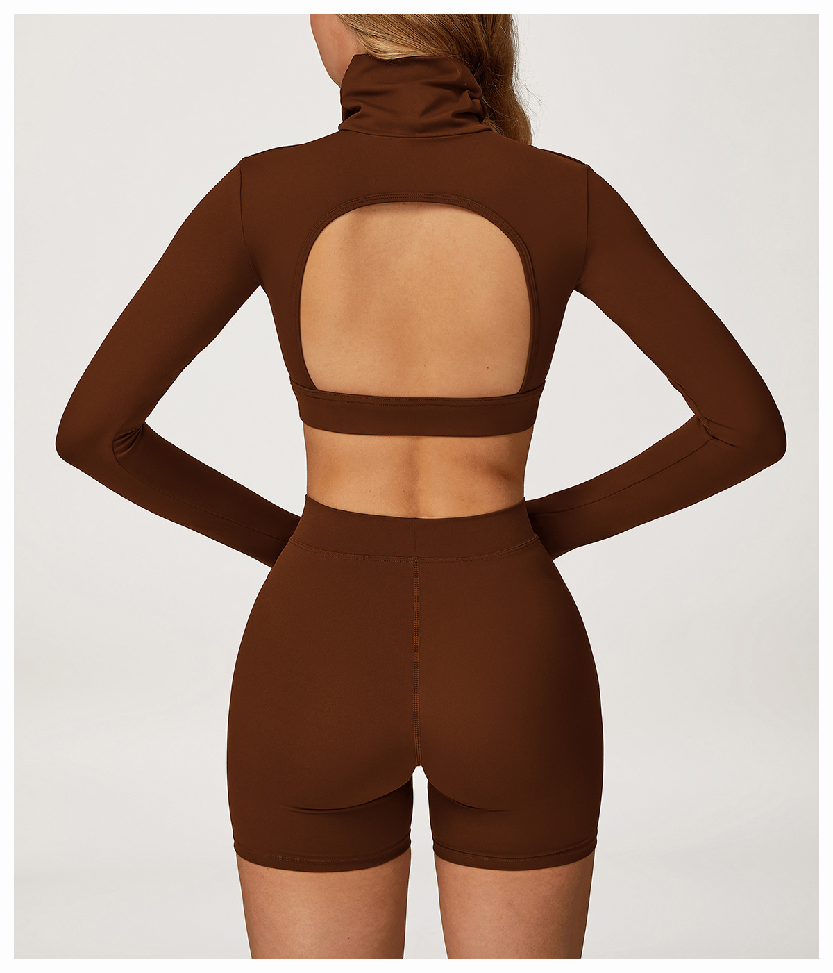 Turtleneck Long - Sleeve Top and Shorts Set