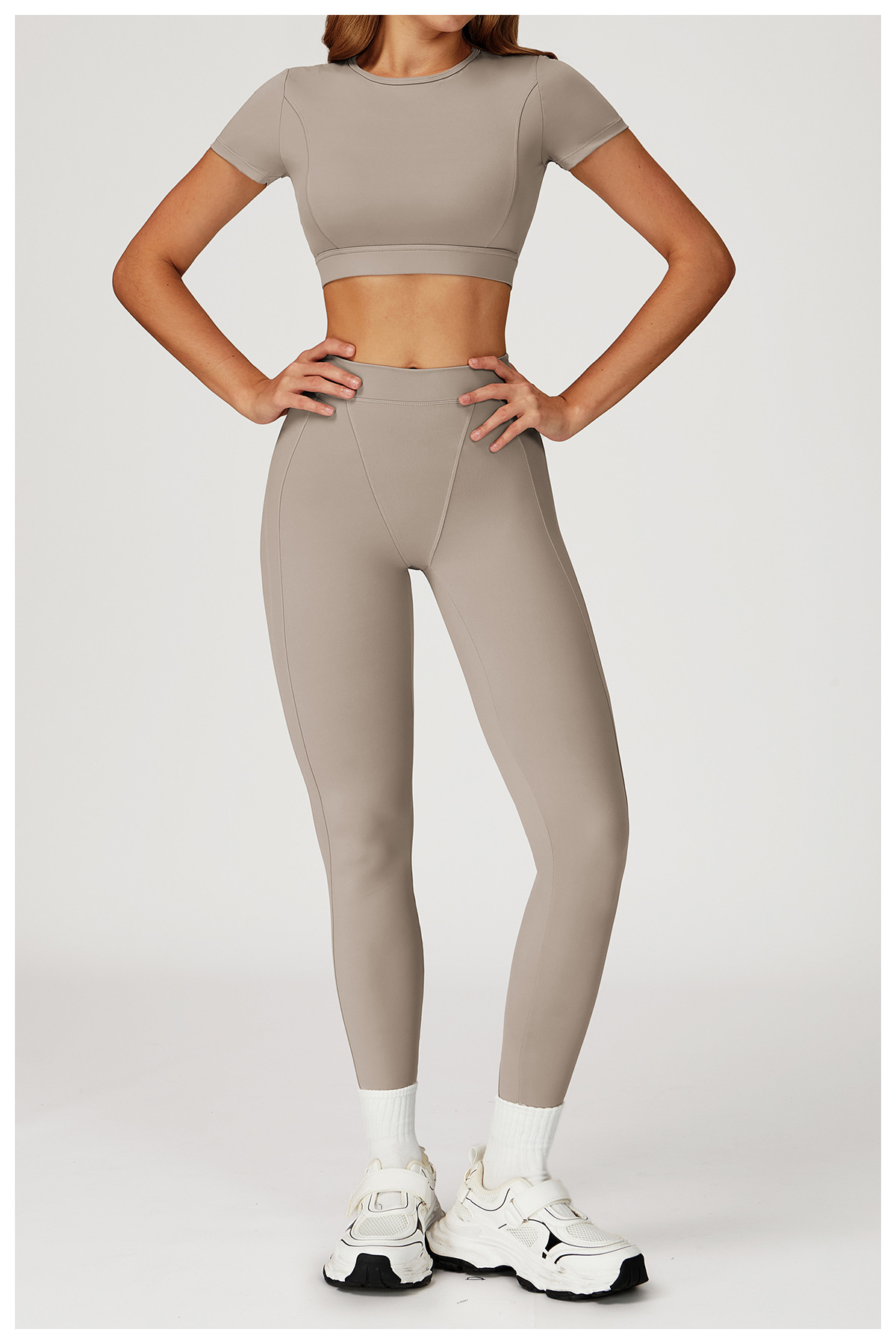 Crew Neck Crop Top & Leggings Yoga Set
