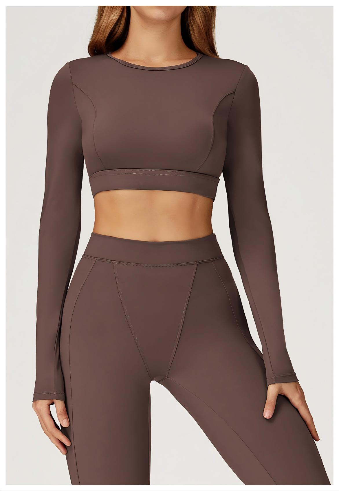 Fitted Crew Neck Long - Sleeve Yoga Top