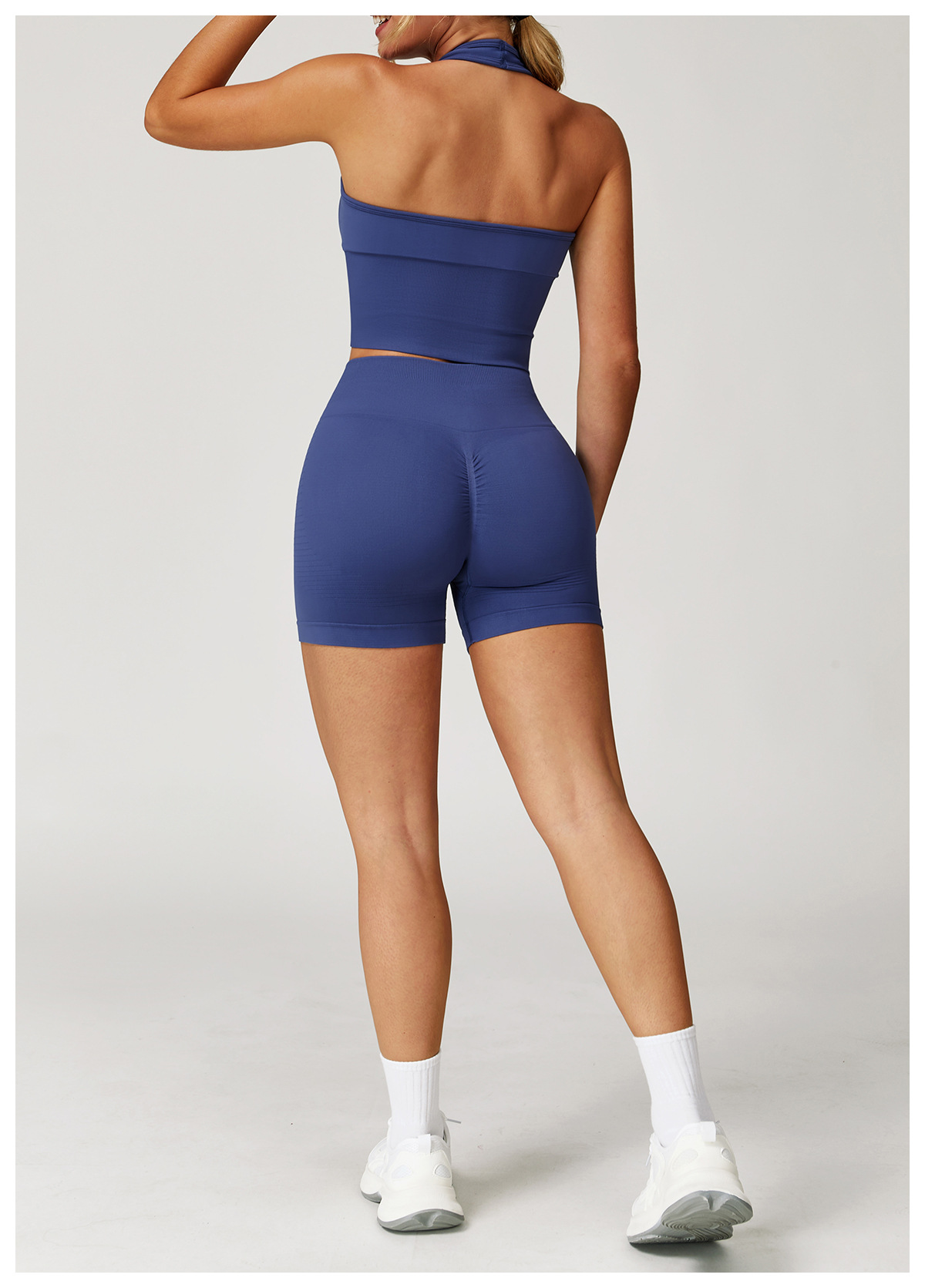 Seamless Knit Halter Top & Shorts Yoga Set