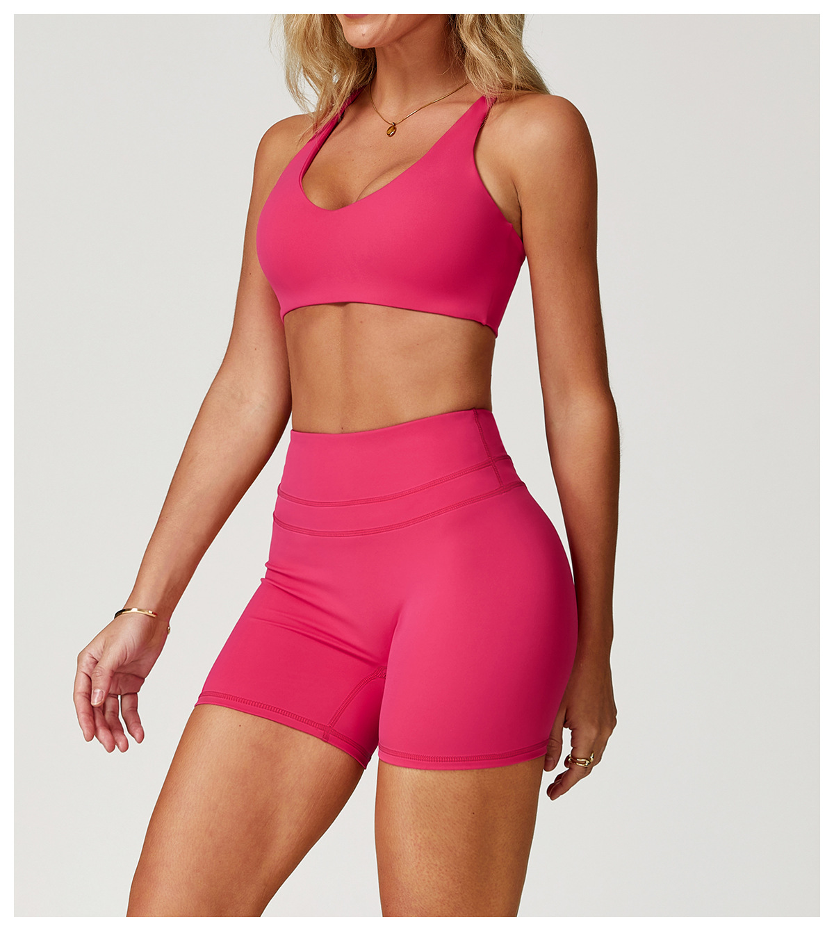 Brushed Fabric Cross - Strap Yoga Sports Bra