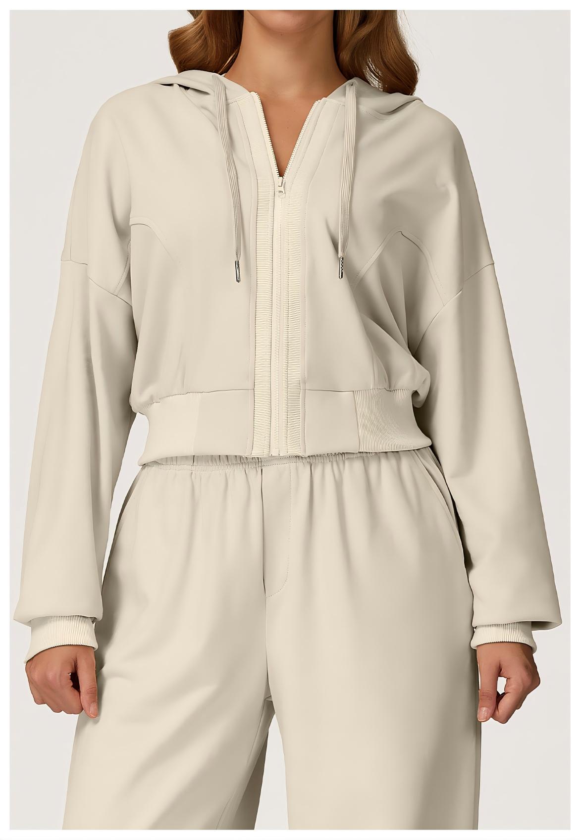 Hooded Zip - Up Casual Sweatshirt