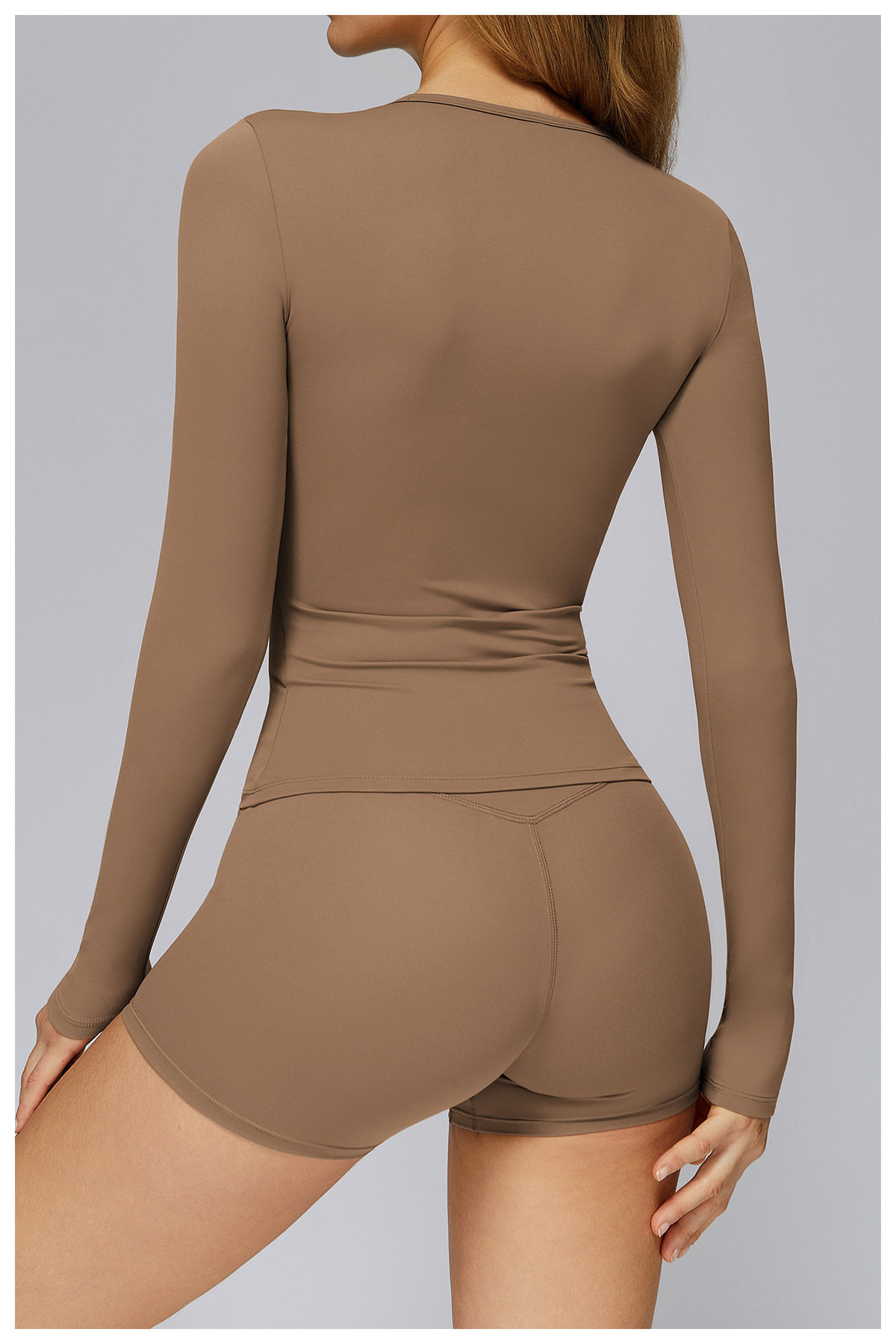 Long - Sleeve Yoga Top and Shorts Set