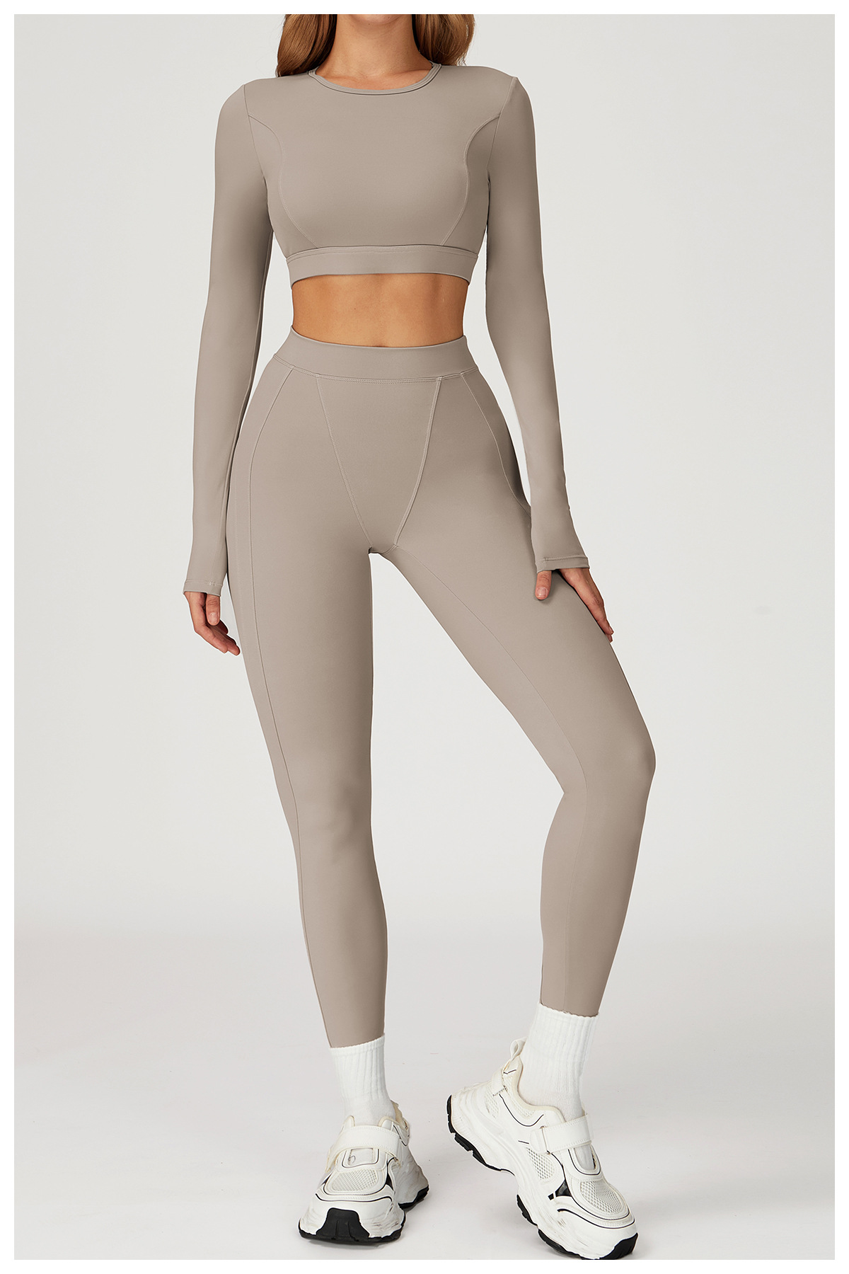Long - Sleeve Crop Top & Leggings Yoga Set