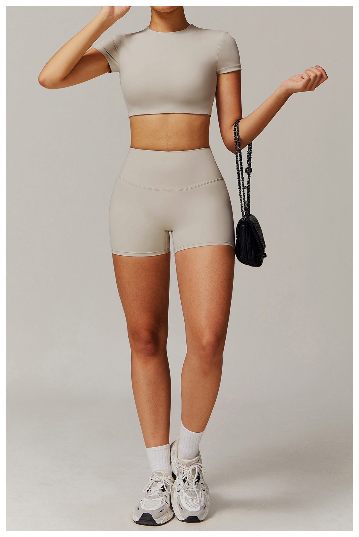 Women's Short - Sleeve Crop Top & Shorts Set