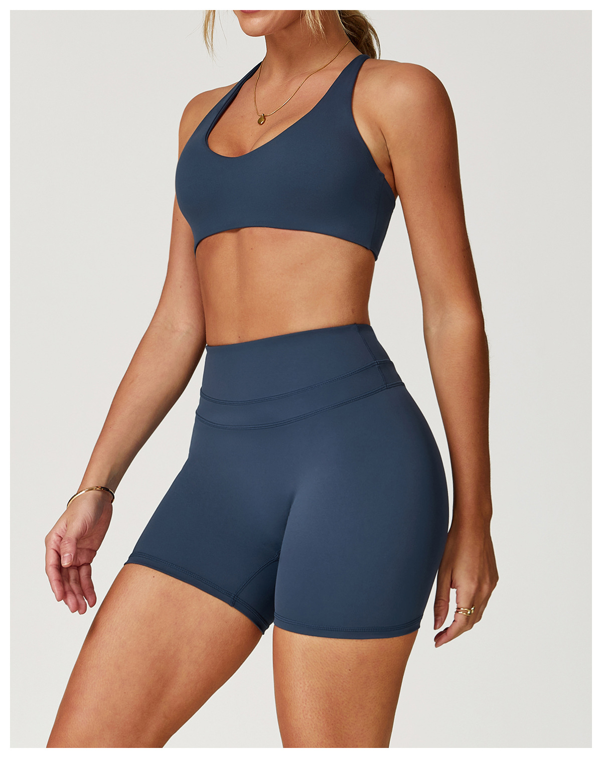 Brushed Fabric Cross - Strap Yoga Sports Bra