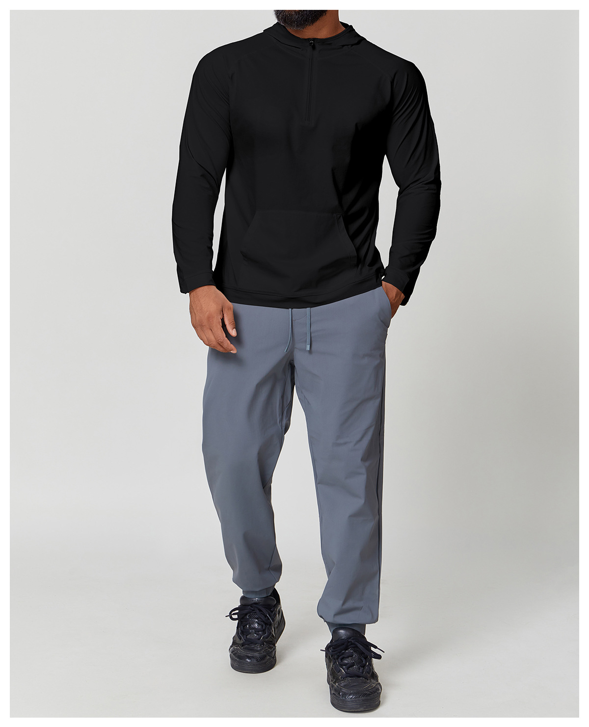 Men's Sports & Fitness Hooded Sun - Protective 7A Antibacterial Cool - Touch Quick - Dry Long - Sleeve Tee