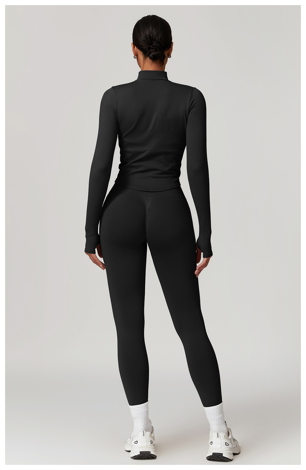 Seamless Knit Long - Sleeve Top & Leggings Yoga Set