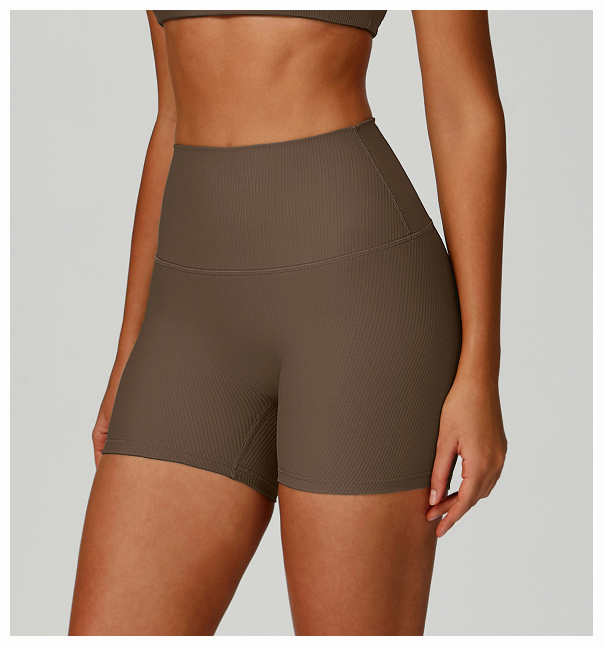 Ribbed High - Waist Yoga Shorts