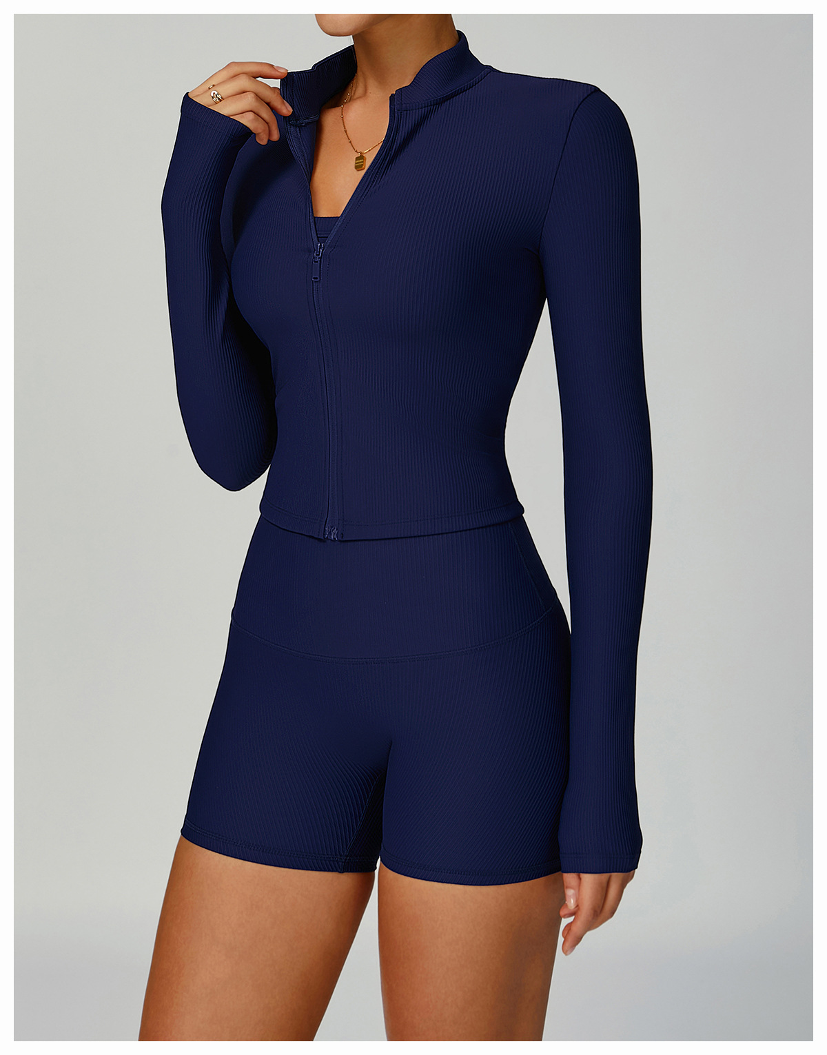 Ribbed Stand - Collar Yoga Jacket
