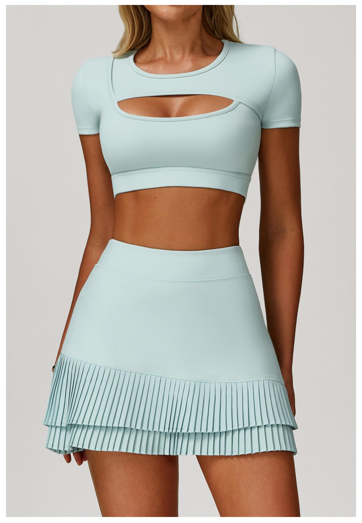 Summer Cutout Fitted Yoga Short - Sleeve Top