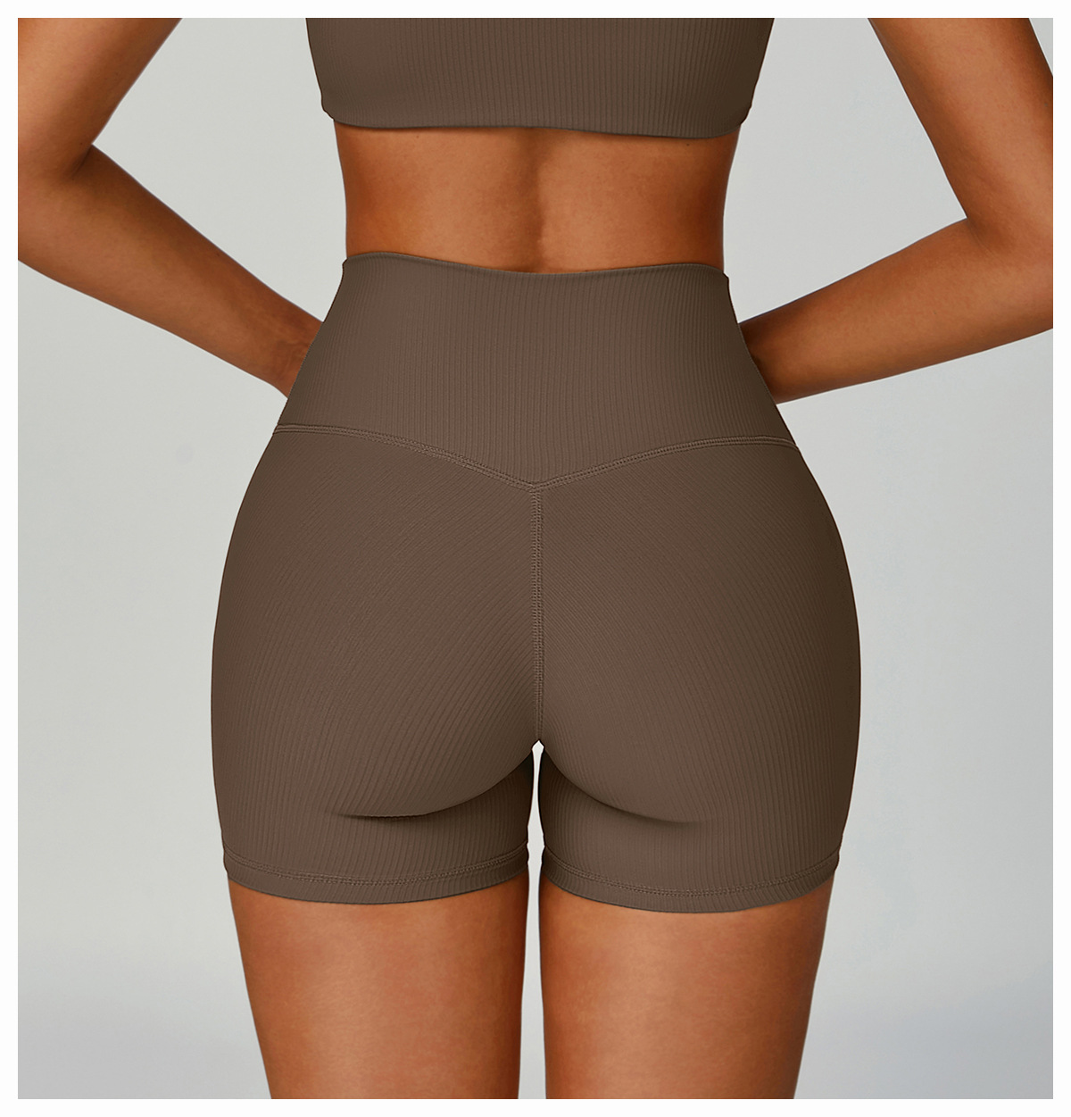 Ribbed High - Waist Yoga Shorts