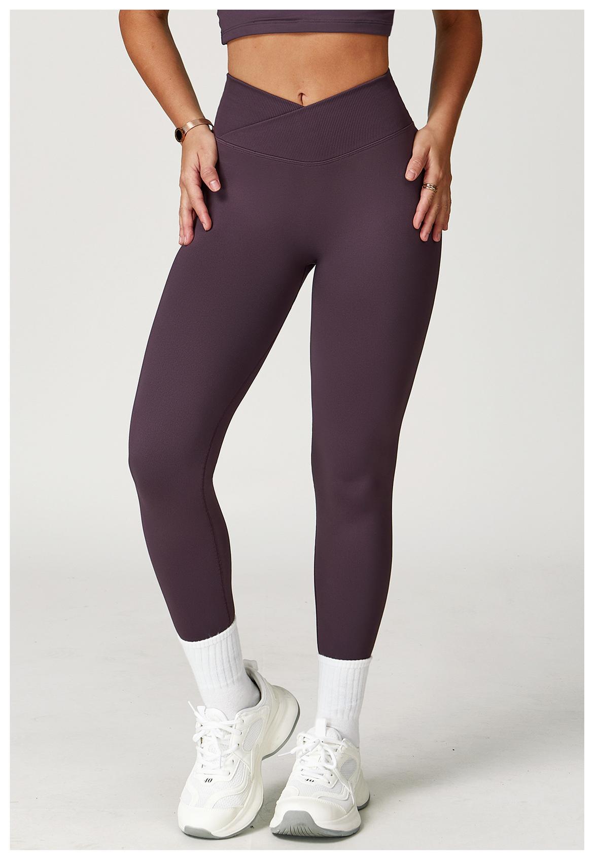 Peach - Hip Seamless Cross - Waist Yoga Leggings