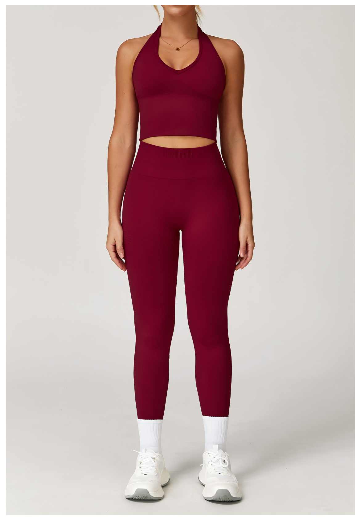 Seamless Knit Yoga Set - Halter Top & Leggings