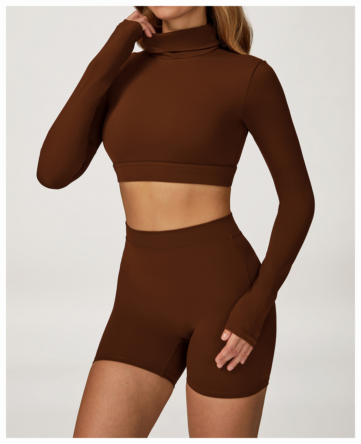 Turtleneck Long - Sleeve Top and Shorts Set