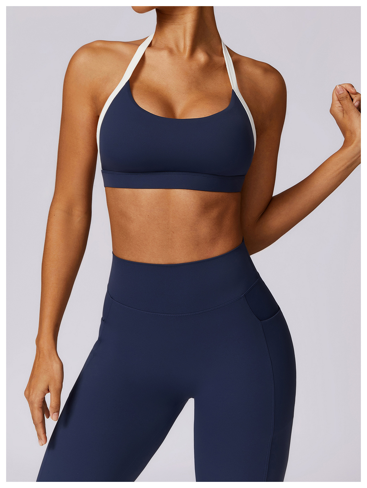 Color - Block Halter Sports Bra