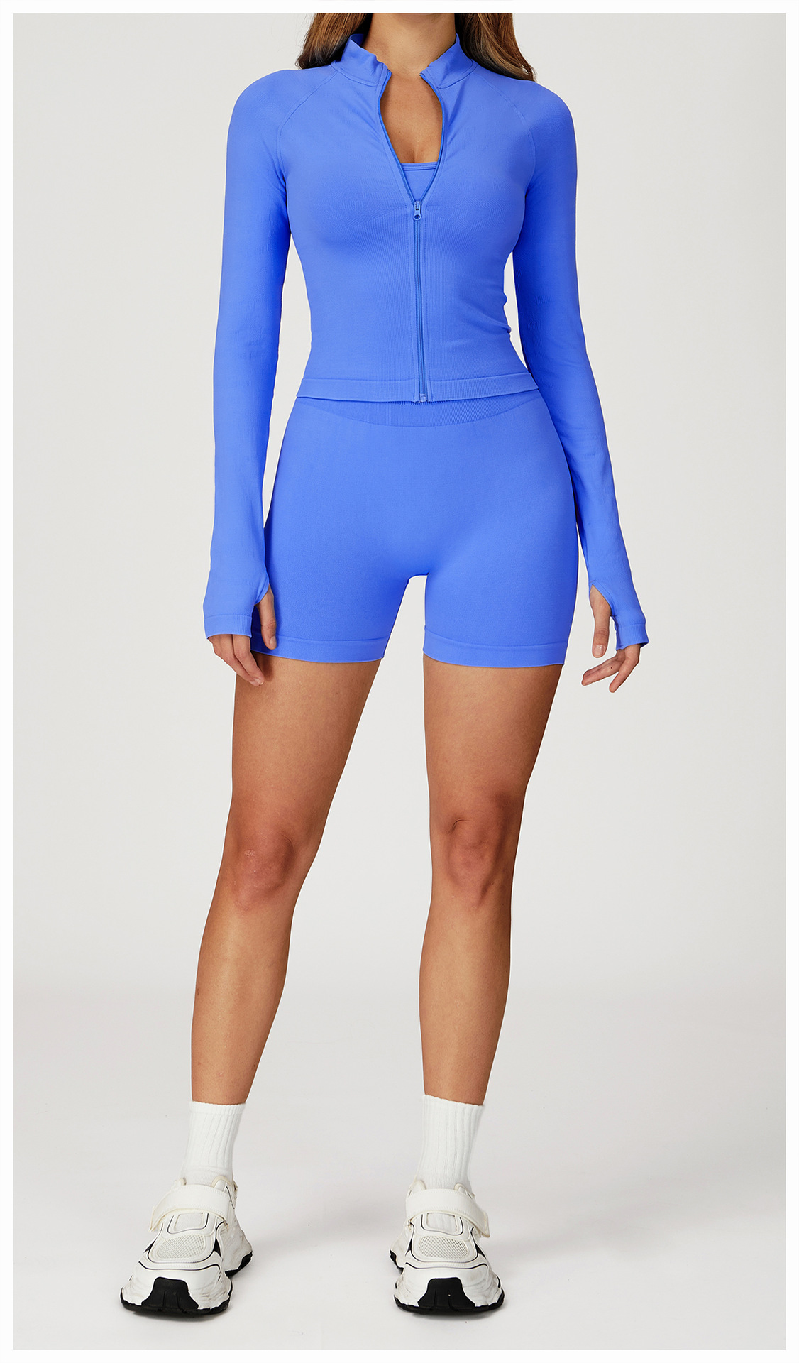Seamless Slim - Fit Quick - Dry Jacket & Shorts Yoga Set