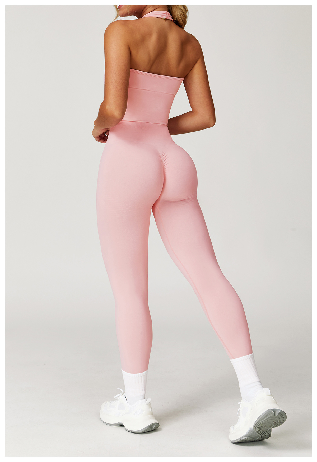 Seamless Knit Yoga Set - Halter Top & Leggings