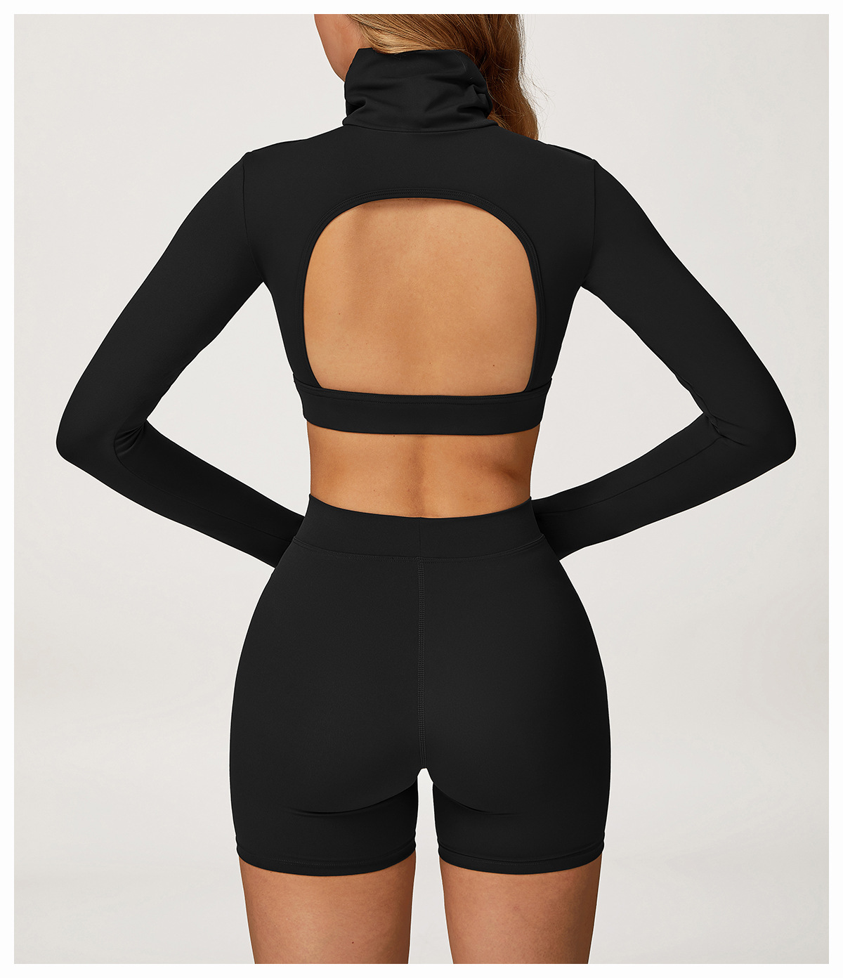 Turtleneck Long - Sleeve Top and Shorts Set