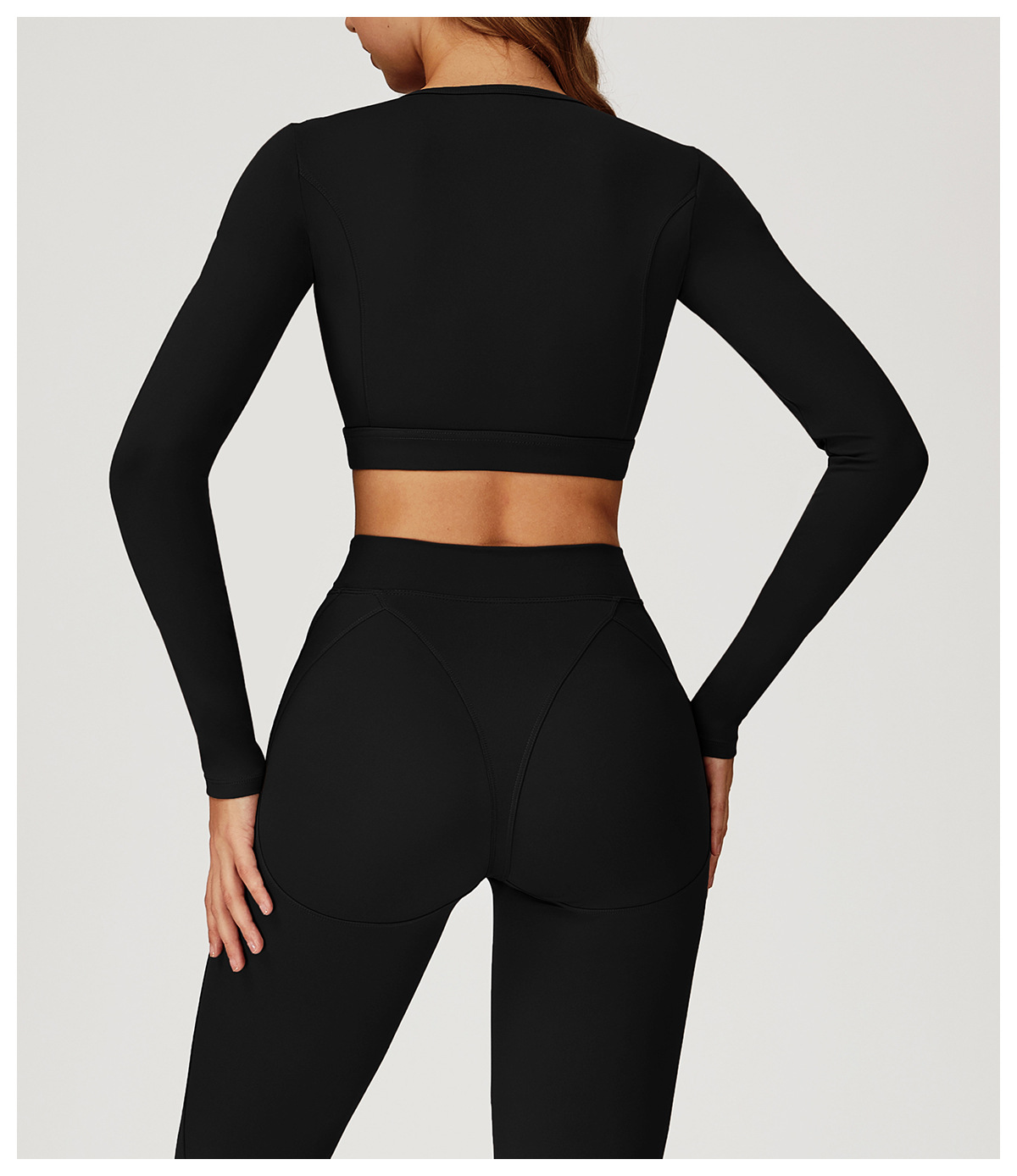 Fitted Crew Neck Long - Sleeve Yoga Top