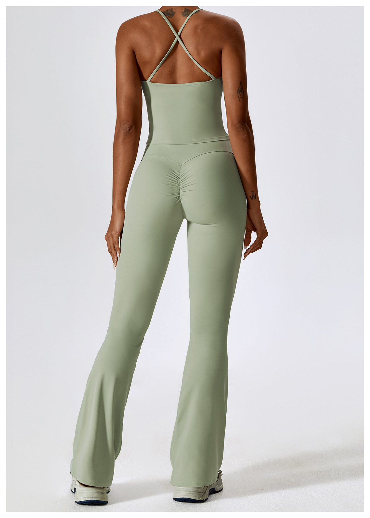 Spaghetti Strap Top and Flare Pants Set