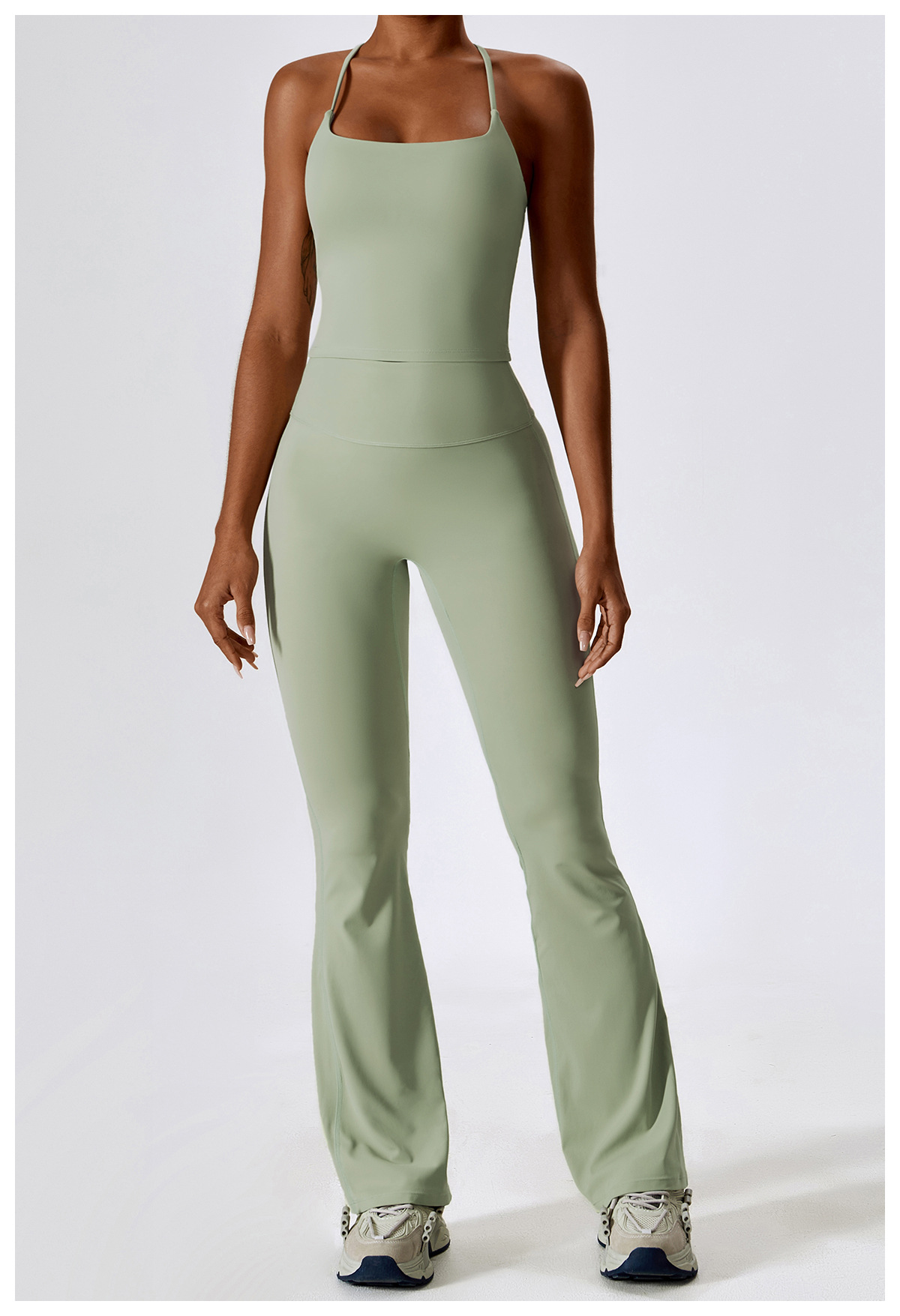 Spaghetti Strap Top and Flare Pants Set