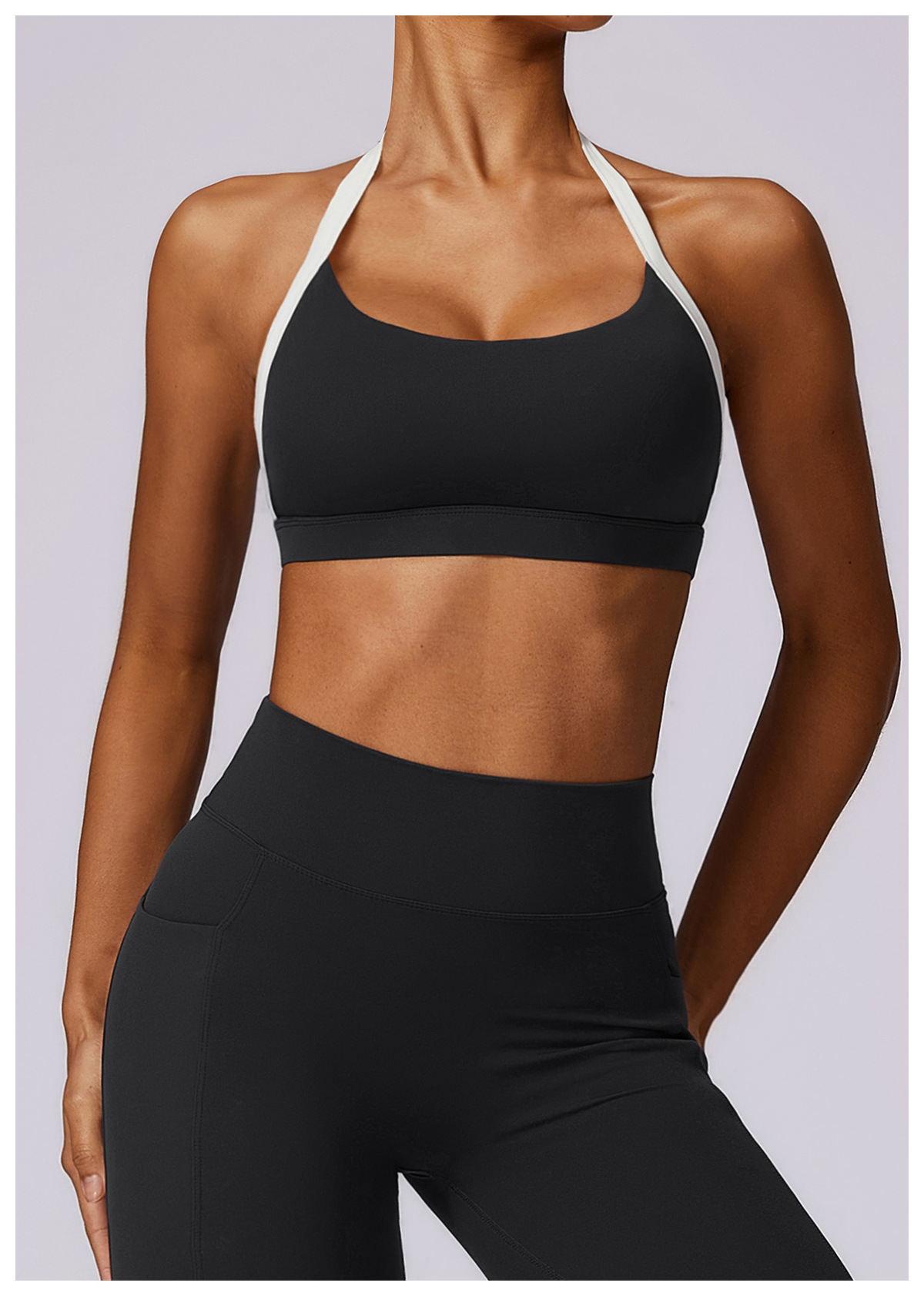 Color - Block Halter Sports Bra