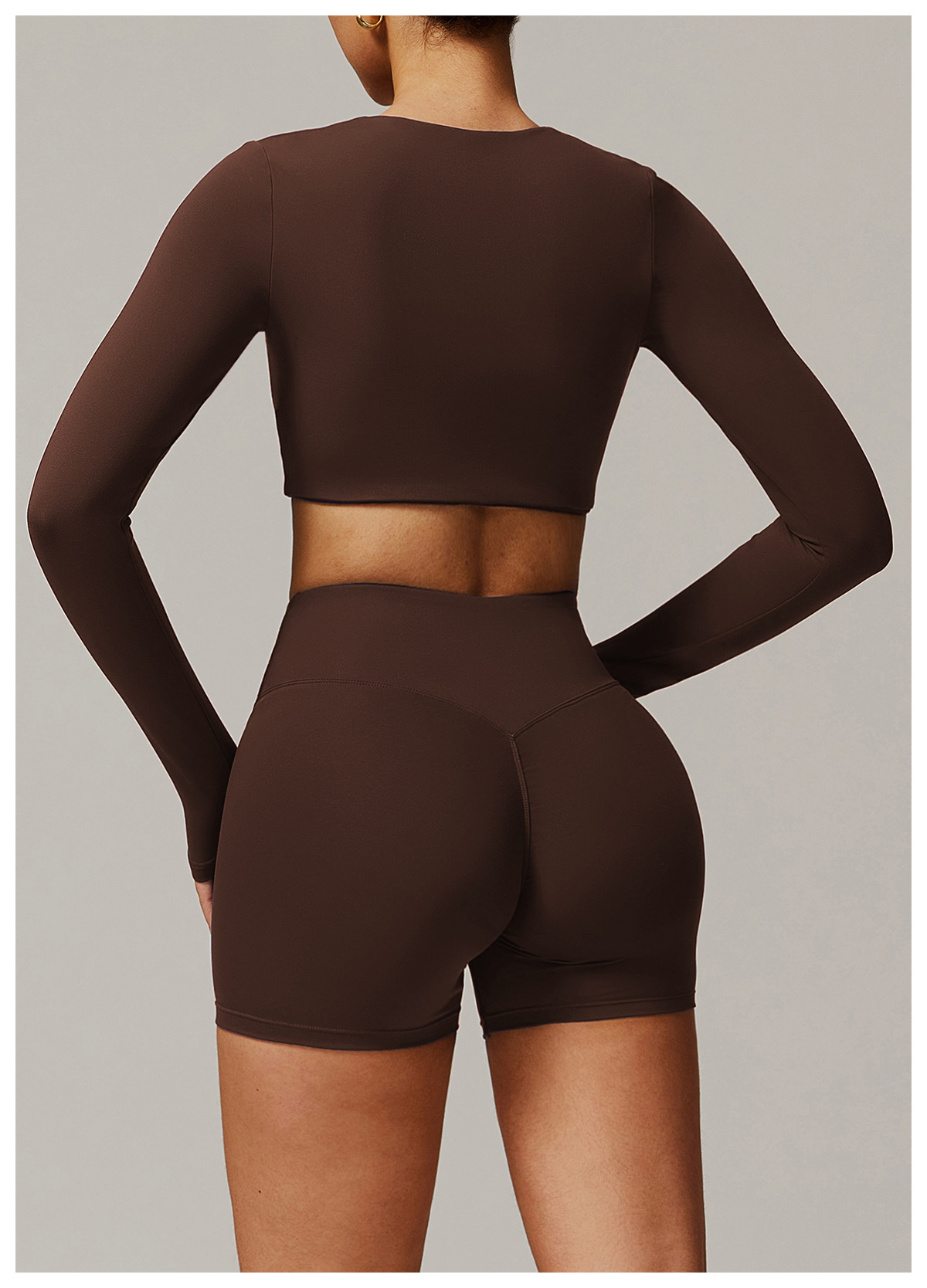 Fitted Quick - Dry V - Neck Yoga Long - Sleeve Top