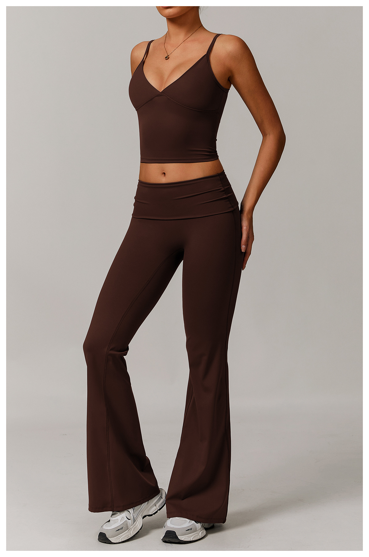 Eco - Friendly Fold - Over Waist Flare Yoga Pants