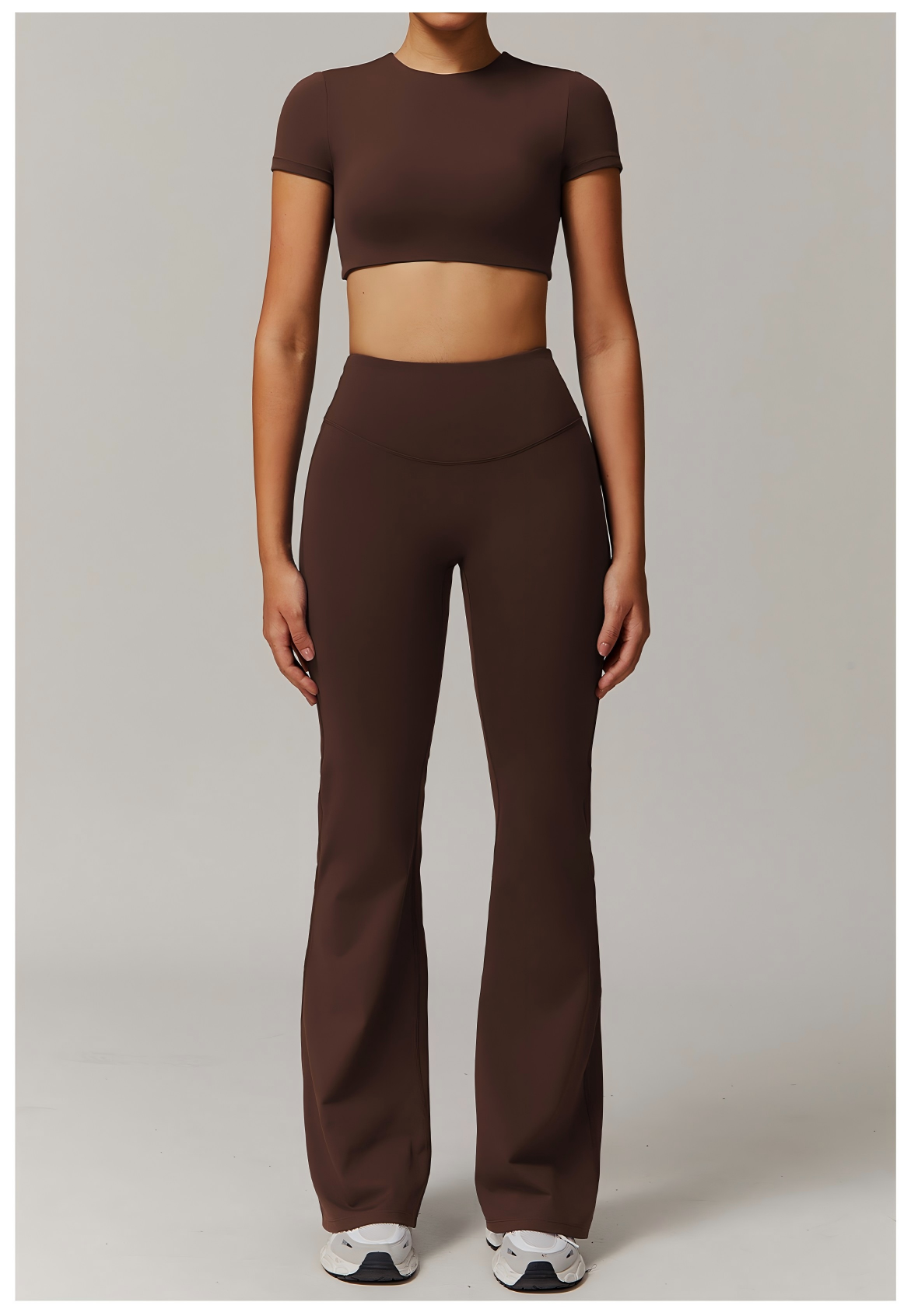 Women's Short - Sleeve Crop Top & Flared Pants Set