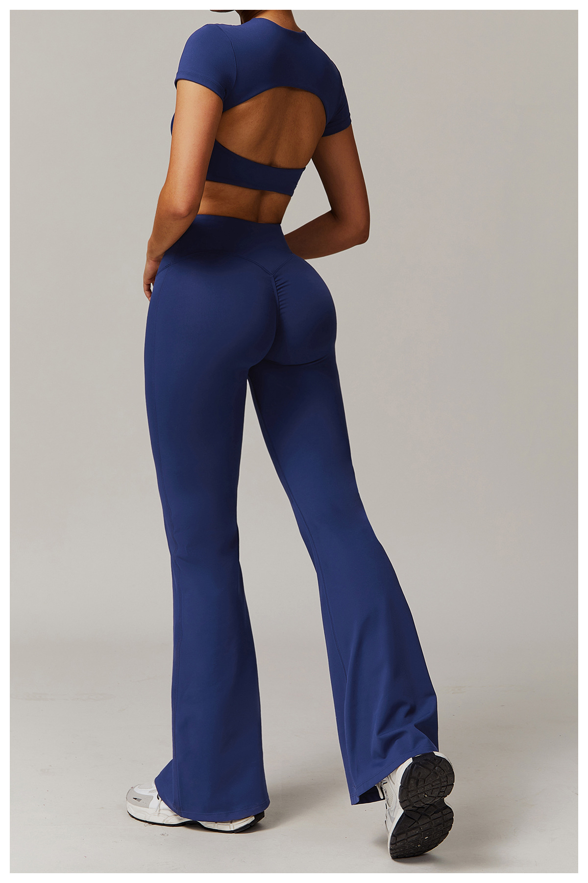 Women's Short - Sleeve Crop Top & Flared Pants Set