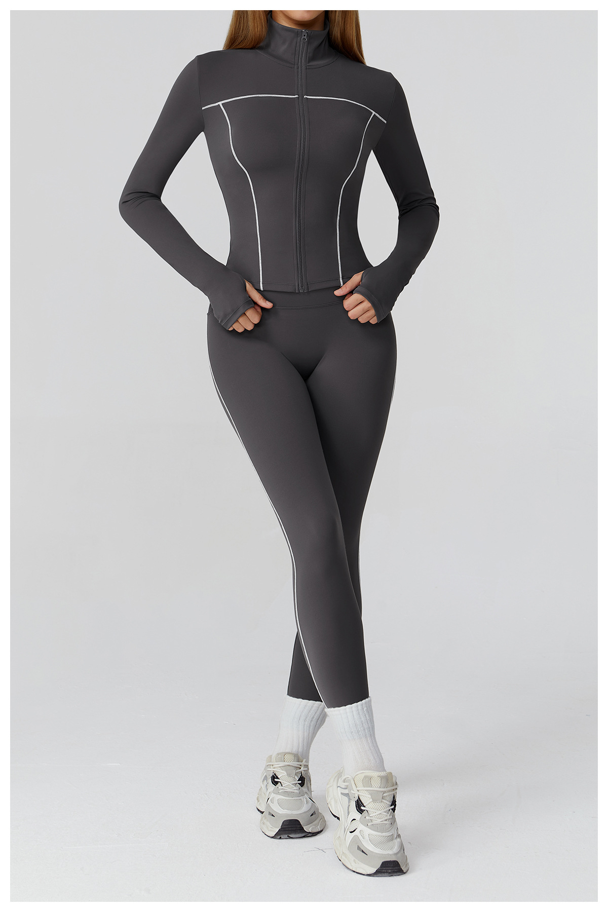 Contrast Brushed Yoga Zip - Up Jacket