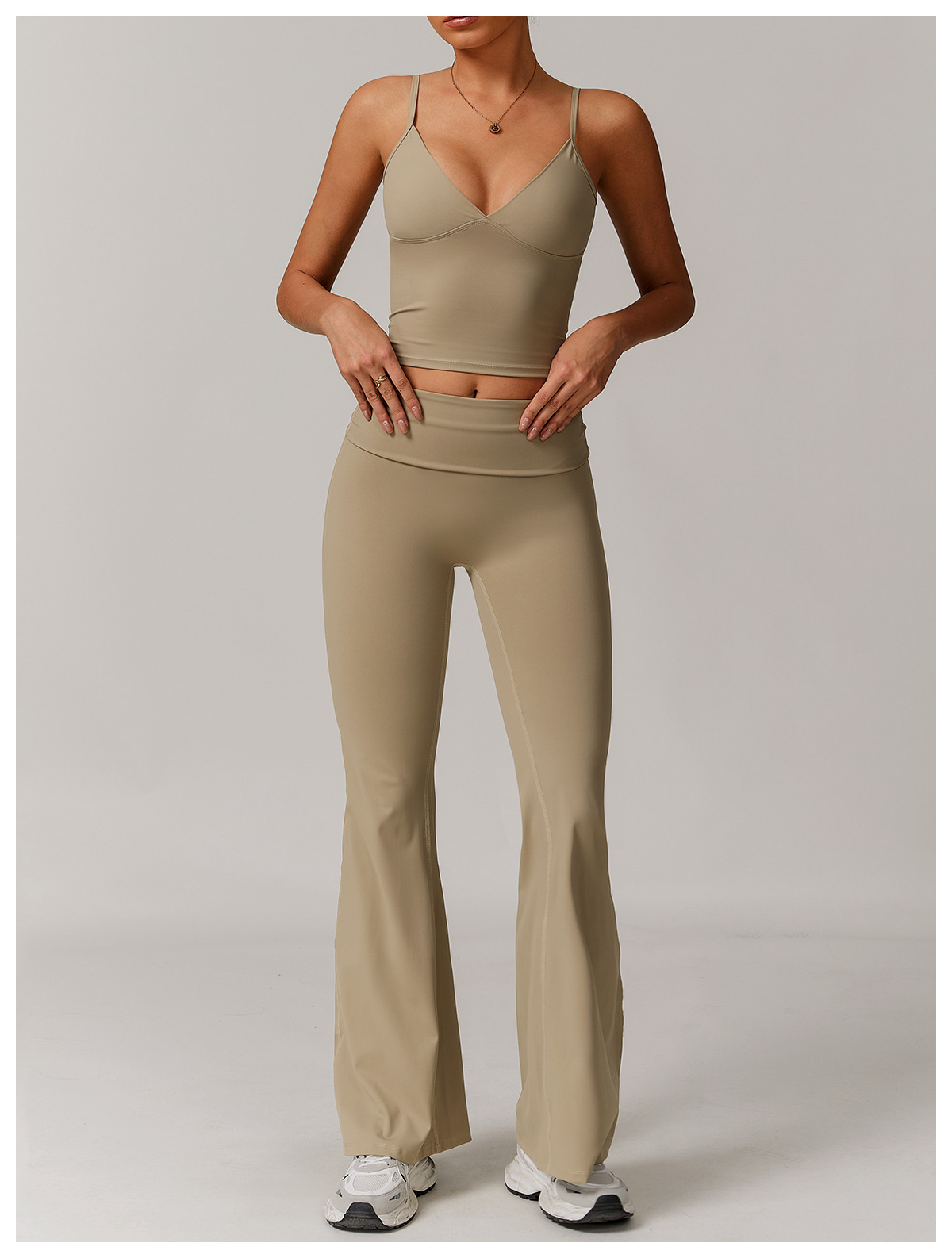 Eco - Friendly Fold - Over Waist Flare Yoga Pants