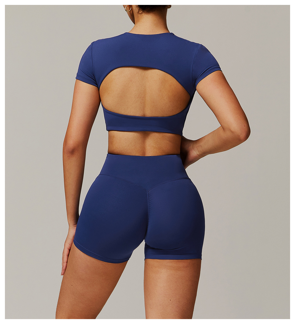 Quick - Dry Cutout Back Yoga Short - Sleeve Top
